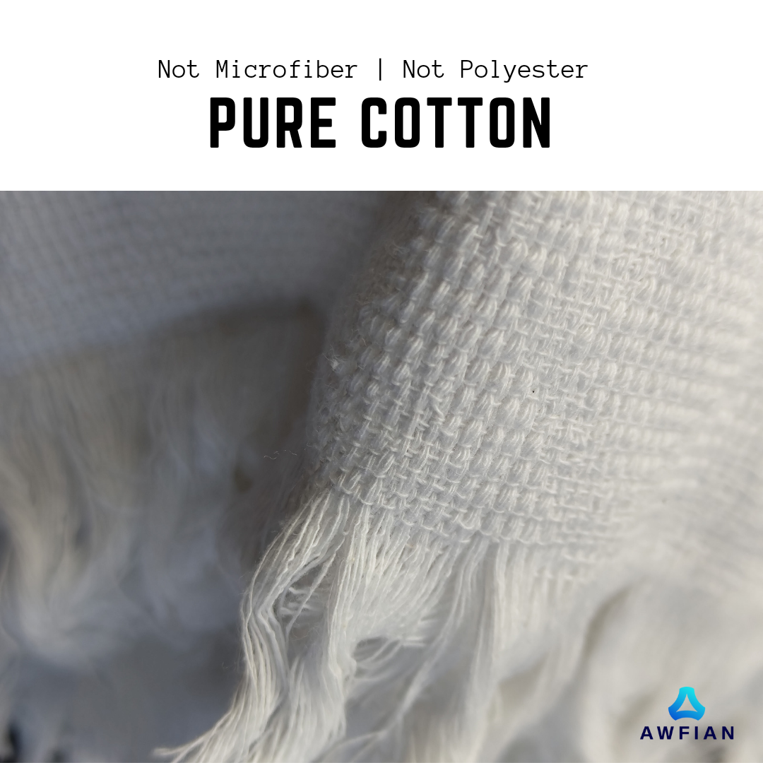 Pure cotton Ihram fabric edges 1600g premium weave by Awfian in UAE